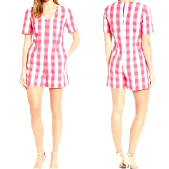 Draper James Pink and White Checkered Romper - Picture 5 of 6